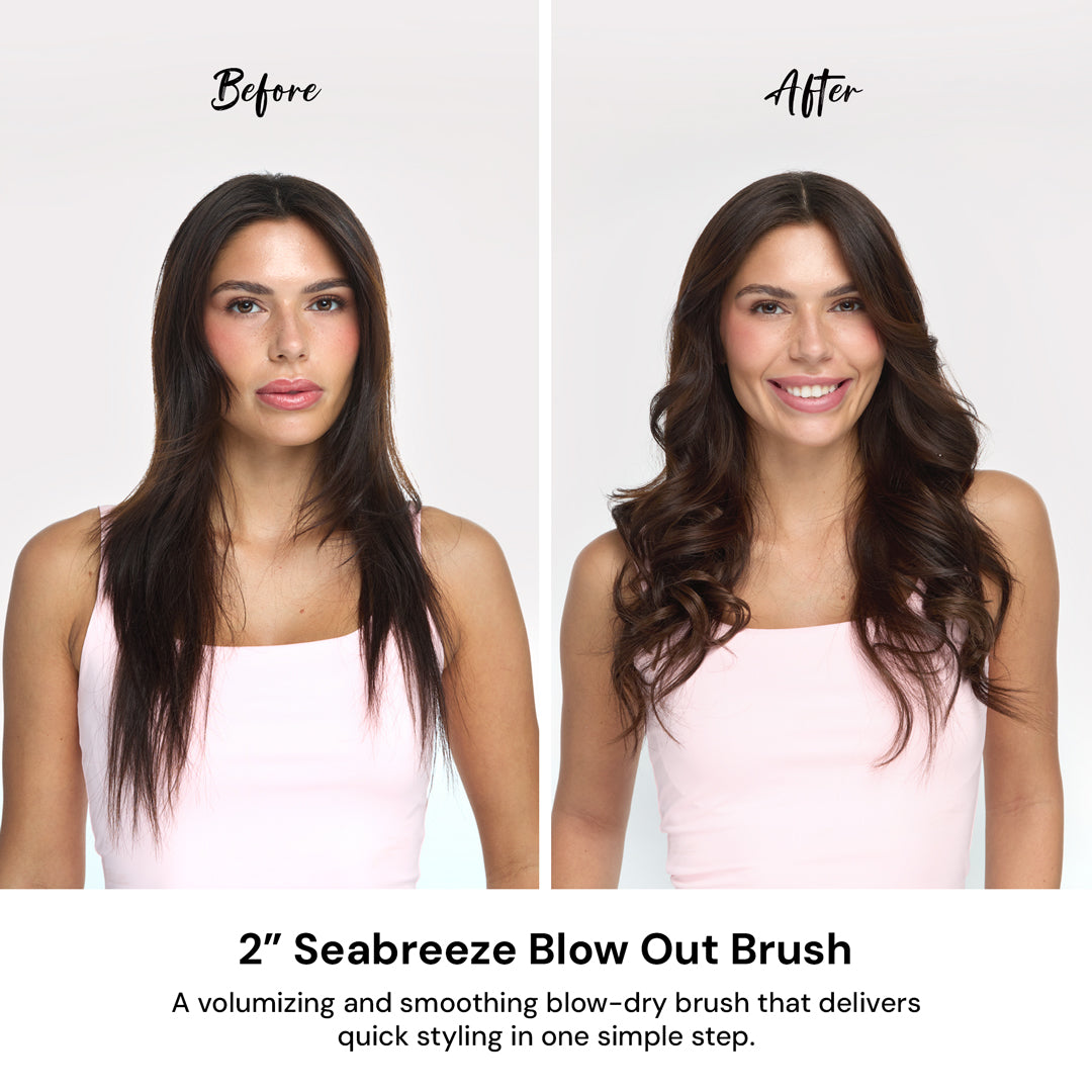 2 inch Blow Out Brush infographic Nude Pink before after