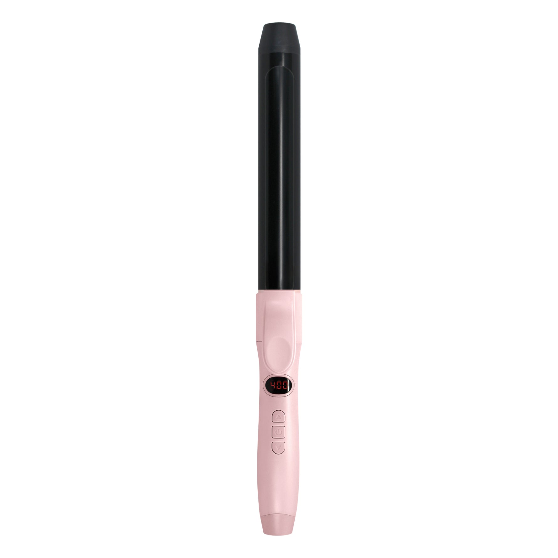Pink and black hair curler on a white background
